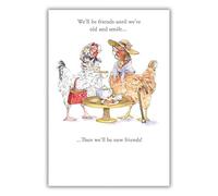 Kingfisher Cards Divertida tarjeta de cumpleaños para amigos, diseño humorístico de fiesta de té de pollos viejos y seniles, interior en blanco, divertida tarjeta de felicitación de animales para