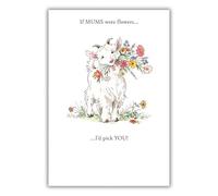 Kingfisher Cards Tarjeta de cumpleaños para mamá, diseño de cabra bebé con flores, con texto en inglés "If Mum's were Flowers, I'd Pick You", tarjeta de felicitación de animales para ella