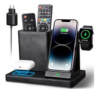KINGFOM 3 en 1 Estación de Carga inductiva, Cargador inalámbrico con Adaptador de 30 W, estación de Carga inalámbrica Compatible con iPhone 15/14/13/12/11, iWatch 9/8/7/6/5/4/SE, AirPods Pro/2/3