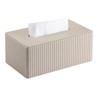 KINGFOM Caja de pañuelos de cosméticos, caja de pañuelos rectangular, caja de pañuelos para salón, baño y oficina, caja decorativa para pañuelos de piel sintética (beige, rectangular)