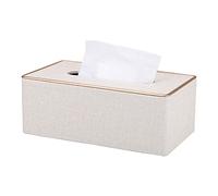 KINGFOM Caja de pañuelos de piel sintética para oficina, coche o casa (blanco perla).