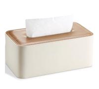 KINGFOM Funda rectangular de piel sintética para caja de pañuelos para el hogar o la oficina (C-Beige)