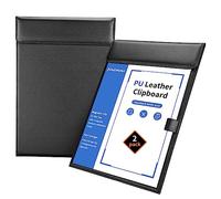 KINGFOM Portapapeles de oficina de piel sintética, clip magnético A4, tamaño carta, con soporte para bolígrafos, para enfermeras, estudiantes, profesores, color negro, paquete de 2