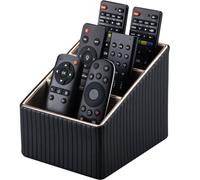 KINGFOM Soporte para mando a distancia de piel sintética de 3 ranuras, caja de almacenamiento para el hogar, guía de TV, correo, organizador de CD, organizador de CD, organizador de escritorio con
