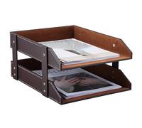 KINGFOM TM bandeja correo A4 pie (Marrón, 2 Schubladen)