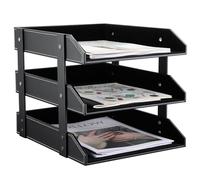 KINGFOM TM Bandeja Correo A4 pie (Negro, 3 Schubladen)