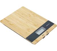 Kinghoff Báscula de cocina electrónica de bambú con pantalla LED, función de tara, apagado automático, hasta 5 kg