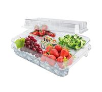 KINGHON Bandeja de Cena refrigerada, Plato de Comida para Fiestas, Caja de Frutas para Comida, Bandeja para Compartir Fiestas con Compartimentos, con Tapa, Crisper multifunción de Tres Capas para