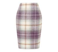 Kinghua Falda lápiz de Lana a Cuadros para Mujer, para otoño e Invierno, Cintura Alta, con Abertura, Longitud hasta la Rodilla, Falda Midi, Morado, S