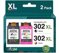 KINGJET 302XL 302 XL Cartuchos de Tinta Remanufacturado para HP 302 XL Negro y Color Cartucho de Tinta 302 Impresora Compatible para HP Envy 4524 4520 4527 DeskJet 3630 2130 OfficeJet 3831 3835 5230
