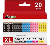 KINGJET 570XL 571XL Cartuchos de Tinta Compatible para Canon PGI-570 CLI-571 XL para PIXMA TS5050 MG5750 TS5053 MG5751 TS5055 MG6850 MG5753 MG6851 MG6852 TS6051 TS6050