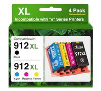 KINGJET 912XL Cartuchos de Tinta Compatible con HP 912 XL Tinta 912XL para HP OfficeJet 8010 8012 8013 8014 8015 8017 OfficeJet Pro 8022 8020 8021 8023 8024 8025 (Negro Magenta Cian Amarillo)