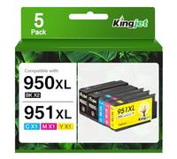 Kingjet 950XL 951XL Cartuchos de Tinta Compatible con HP 950 951 XL para Cartuchos HP Officejet Pro 8600 8615 8100 8610 8620 8625 251DW 276DW (2 Negro, Cian, Magenta, Amarillo)