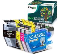 KINGJET LC422XL Cartucho de Tinta Compatible con Brother LC422 LC-422XL LC-422XLVAL Multipack para Brother MFC-J5340DW MFC-J5345DW MFC-J5740DW MFC-J6540DW MFC-J6940DW (Negro, Cian, Magenta, Amarillo)