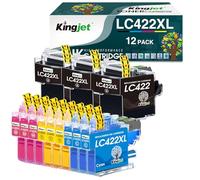 KINGJET LC422XL LC422 XL Cartuchos compatibles con Brother LC422 LC422XL LC-422XLVAL Cartuchos de Impresora para Brother MFC-J5340DW MFC-J5740DW MFC-J6940DW MFC-J5345DW MFC-J6540DW (Paquete de 12)