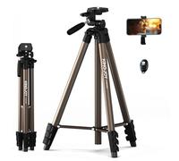 KINGJOY Trípode de cámara de 71 pulgadas para iPhone con control remoto y bolsa de transporte y soporte para teléfono para filmación, palo selfie, trípode de viaje ligero de aluminio, carga máxima de