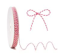 KINGLAKE Cuerda de algodón rojo y blanco, 2 mm y 100 m, cuerda de Navidad para envolver regalos, manualidades, decoraciones de Navidad, cocina para cocinar carne, bolas colgantes