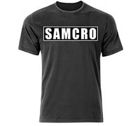 KINGM Anarchy Mens Samcro T Tshirts Camisetas y Tops Redwood Original Reaper Patch(Large)