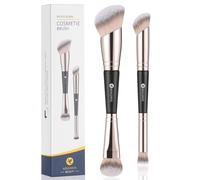 KINGMAS Brochas correctoras de base, 2 brochas de maquillaje de doble extremo para base y contorno en polvo líquido, bronceador, corrector, crema, rubor, vegano, libre de crueldad animal