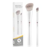 KINGMAS Kabuki - Brocha para base angular, mini brocha para corrector, contorno de ojos, para líquido, mezcla, crema, polvo, rubor, pulido y punteado, herramientas de maquillaje facial, color blanco