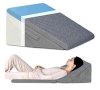 KingPavonini Almohada Cuña, Ajustable a 19, 23, 28 y 30,4 cm, Gel Memory Foam, Almohada Postquirúrgica para Soporte de Espalda, Piernas y Rodillas, Previene Reflujo Ácido, Bacterias, Acidez y Ronquido