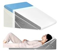 KingPavonini Almohada Cuña, Ajustable a 19, 23, 28 y 30,4 cm, Gel Memory Foam, Almohada Postquirúrgica para Soporte de Espalda, Piernas y Rodillas, Previene Reflujo Ácido, Bacterias, Acidez y Ronquido