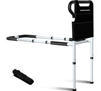 KingPavonini Barandilla Cama Adulto, Ancianos, Ajustable Seguridad Barandilla Cama, con Mango Ergonómico Antideslizante y Bolsillo de Almacenaje, Que Soportan hasta 136KG, Montaje sin Herramientas
