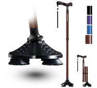 KingPavonini Bastón para Hombre y Mujer, de pie, Plegable, Mango ergonómico con Base giratoria de Cuatro pies, Capacidad de Carga de 159 kg, Ajustable, para Personas Mayores, con Bolsa de Viaje