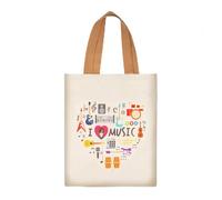 KingPoint Bolsa de mano con notas musicales, bolso de la compra, bolso de la compra, bolso de terciopelo informal para amantes de la música, Nota musical Hangbag-d