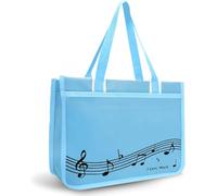 KingPoint - Bolso de mano reutilizable y multifunción para compras con toques de piano y notas musicales, Notas musicales azul claro, 38 cm x 28 cm x 12 cm