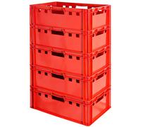 Kingpower - Cajas de plástico para carne (5 unidades, apilables, 60 x 40 cm), color rojo