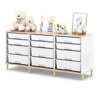 KINGRACK Cajones Almacenajeo 12 Cajones y Paneles Frontales de Madera-Una Solución de Almacenamiento Versátil para Hogares y Oficinas (Blanco)