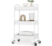 KINGRACK Carro de cocina, carrito con ruedas de 3 niveles, de metal, con asas de ruedas, carrito de estantería para oficina, salón, carrito multiusos para cocina, baño, cosméticos, sin tornillo, fácil