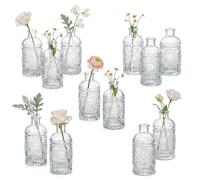 Kingrol Paquete de 12 mini jarrones de cristal para brotes - 2.5 x 4.9 pulgadas pequeños jarrones para tallos individuales, botellas transparentes vintage para decoración de oficina en casa, centros