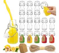 Kingrol Paquete de 30 botellas de vidrio con tapa abatible de 2 onzas, botellas de vidrio pequeñas con tapas herméticas, etiquetas personalizadas y cuerda para manualidades, recuerdos de fiesta de