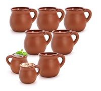 Kingrol Paquete de 6 tazas de arcilla mexicana auténticas, tazas de barro, cerámica hecha a mano para bebidas frías y calientes, café, té y cócteles