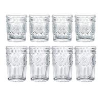 Kingrol Paquete de 8 Vasos Románticos, 4 Vasos Highball (350ml) y 4 Vasos Rocks (250ml), Juego de Vasos de Vidrio para Agua, Bebidas, Cerveza, Cócteles