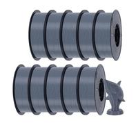 KINGROON Filamento PETG 1,75 mm, 10×1KG, precisión ±0,02 mm, resistente y con buena unión entre capas, para piezas funcionales, compatible con la mayoría de impresoras 3D, gris