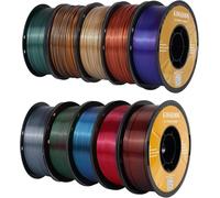 Kingroon Filamento Pla de seda bicolor 10 rollos, bobinas de 10 kg (22 libras), 1,75 mm, precisión dimensional +/- 0,03 mm, 10 colores duales diferentes..