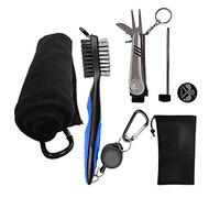 Kingrun Accesorios de Golf, Limpiador Cepillo de Palos de Golf, Toalla Golf, Cepillo Golf, Herramienta de reparación Plegable con Marcador de Golf, Kit de Limpieza para Palos de Golf