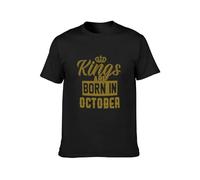 Kings Are Born In October Unisex 100% Cotton Short-Sleeve T-Shirts Black M