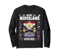 King's Day Koningsdag Tulip Idea para mujer Corona Bandera Holandesa Manga Larga