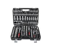 KingSaid Juego de herramientas 172 piezas Maletín de herramientas con carracas 1/2", 3/8", 1/4" | Juego de llaves de vaso, destornilladores y puntas Caja de herramientas completa para taller y coche