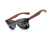 KINGSEVEN Bubinga Gafas de sol Polarizadas Retro Vintage Diseño Elegante para Hombres y Mujeres Lentes Espejadas B5510 (Negro)