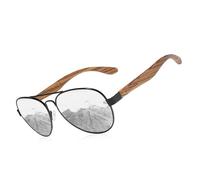 KINGSEVEN Gafas de sol de madera hechas a mano polarizadas para hombre, protección UV400, gafas de espejo, patillas de madera Z5518, Z5518-plata, Medium