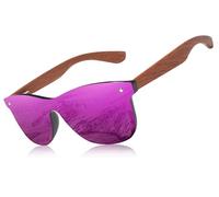 KINGSEVEN Gafas de sol de madera para hombre y mujer I Gafas de sol polarizadas unisex con patillas de madera de nogal I Protección UV400 I Lentes de espejo sin marco de moda I Lila Violeta, morado,