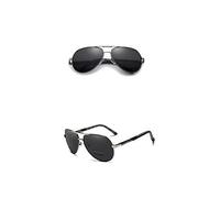 KINGSEVEN Gafas de sol de piloto polarizadas, Gris/Plata-Negro