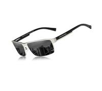 KINGSEVEN Gafas de sol para hombre, polarizadas, retro, clásicas, con protección UV400, para deportes al aire libre, pesca, gris plateado, 62