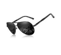 KINGSEVEN - Gafas de Sol Polarizadas Clásicas de Aviador Militar para Hombre, Estilo Retro Vintage con Bloqueo UV K725 (Gris/Negro)