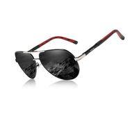 KINGSEVEN - Gafas de Sol Polarizadas Clásicas de Aviador Militar para Hombre, Estilo Retro Vintage con Bloqueo UV K725 (Gris/Plata)